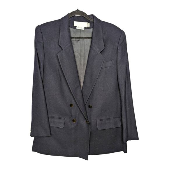 Evan Picone Plus Size 14 Navy Blue Womens Wool Blazer Suit Jacket Saks 5th Ave - Picture 4 of 6